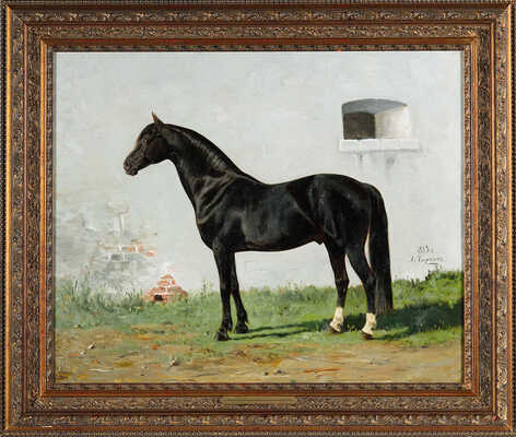 Чиркин Александр Дмитриевич. Портрет вороного жеребца орловской породы 